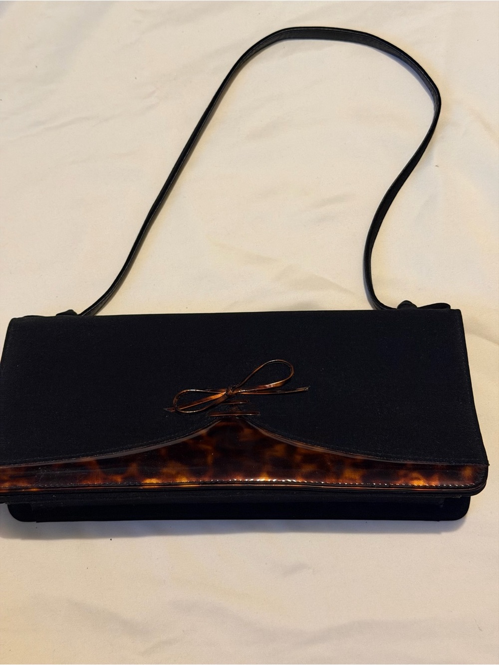 Stuart Weitzman Black Clutch with Tortoiseshell Accent